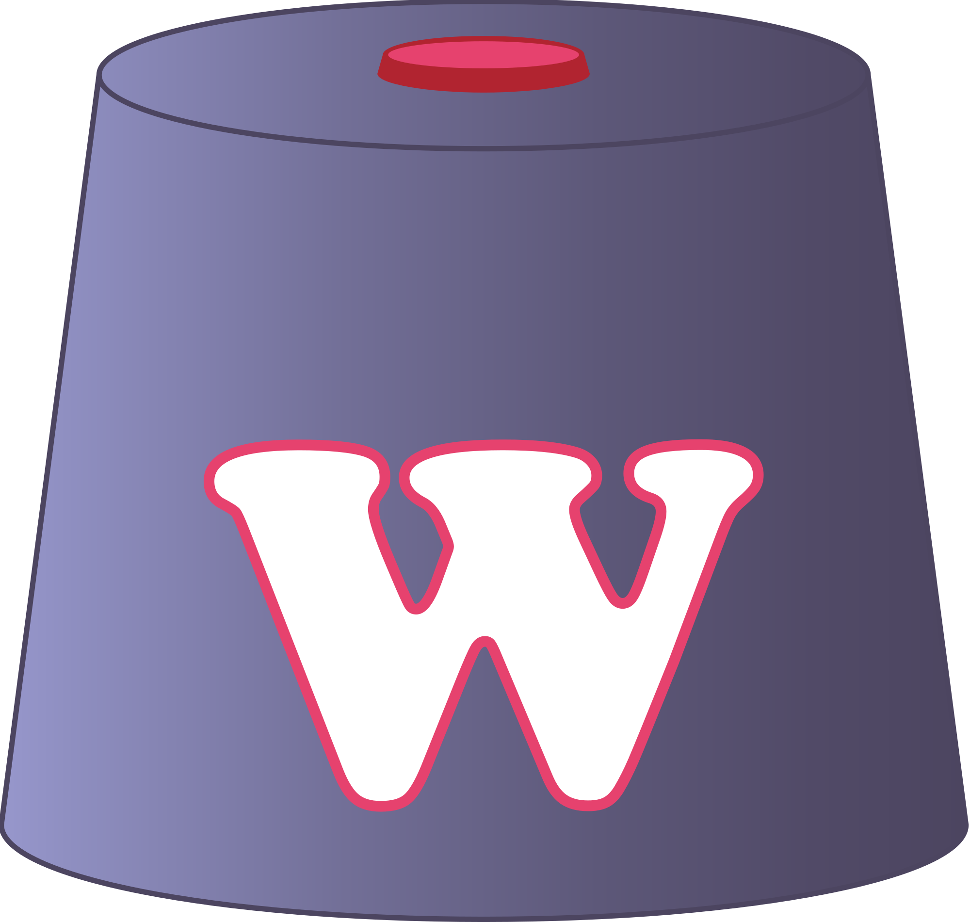 A Blue Cylinder With A White W On It