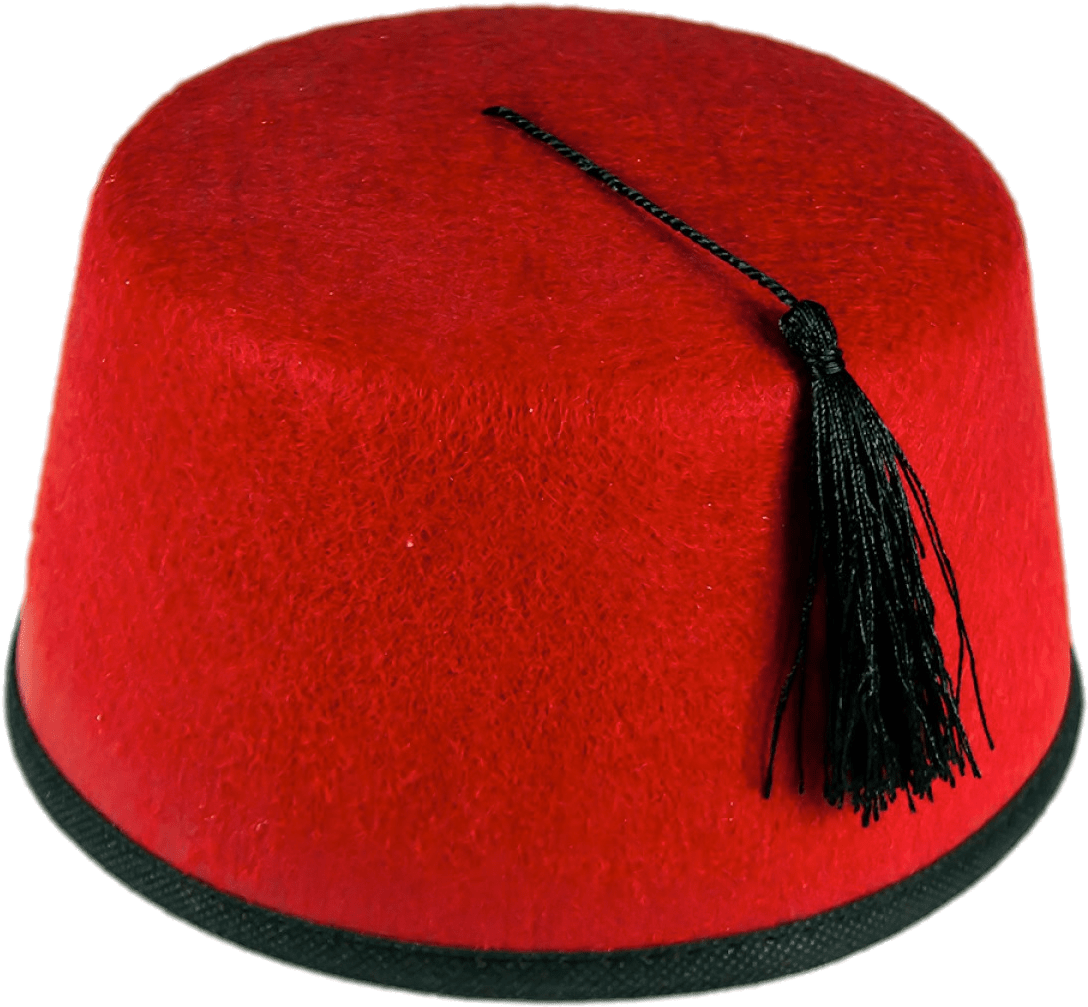 A Red Hat With A Black Tassel