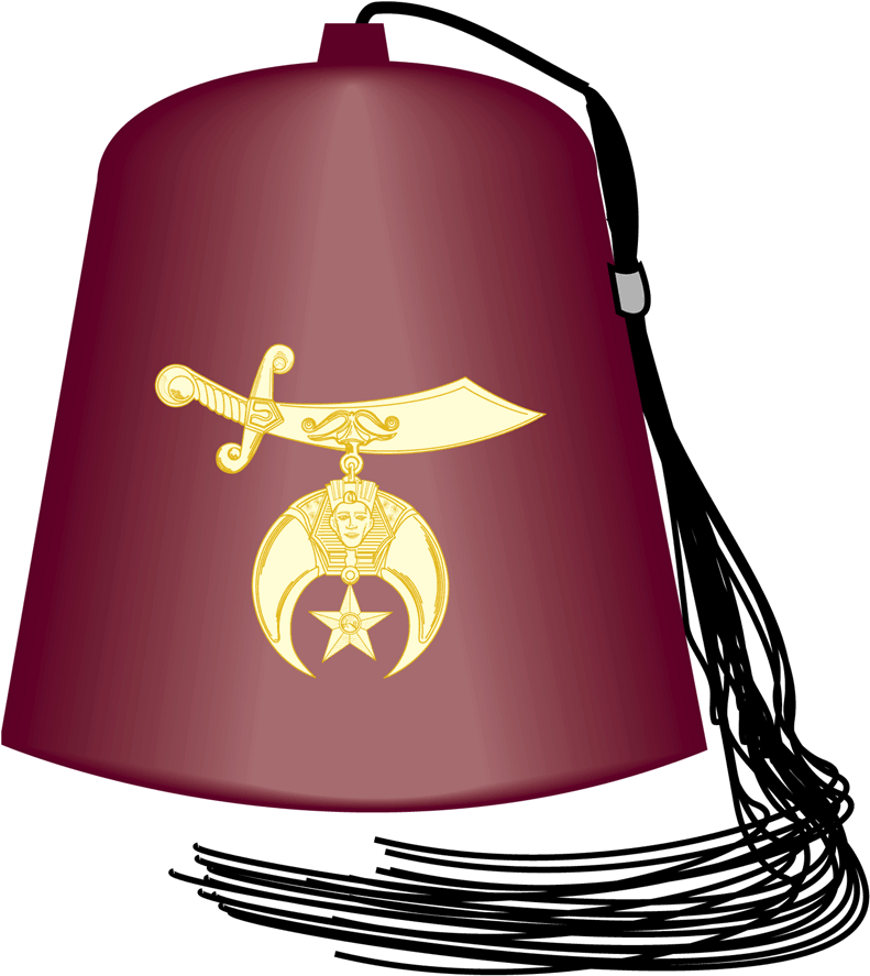 A Red Bell With A Gold Sword And A Crescent Moon On It