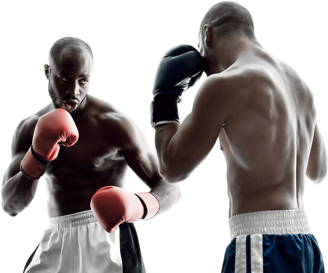 Two Men Wearing Boxing Gloves