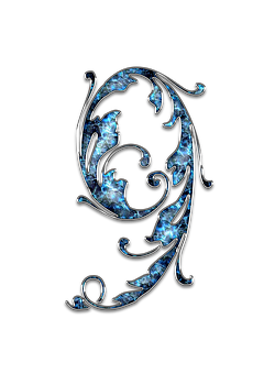 A Blue And Silver Swirly Design