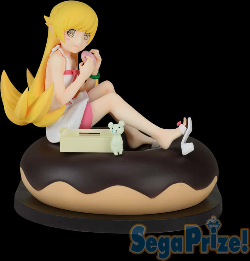A Toy Figurine Of A Girl Sitting On A Donut