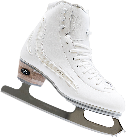 A White Ice Skate With A Black Background