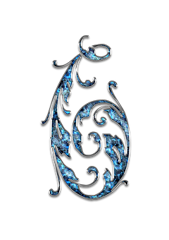 A Blue And Silver Swirly Design