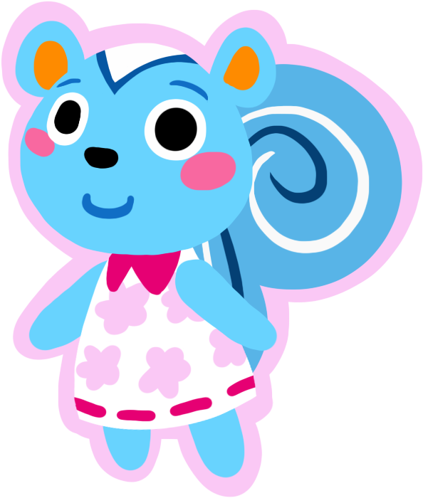 Cartoon Blue Animal With Pink And White Dress