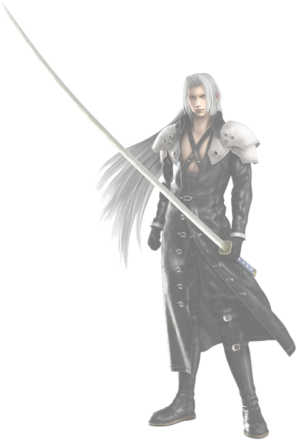 A Man In A Black Outfit Holding A Sword