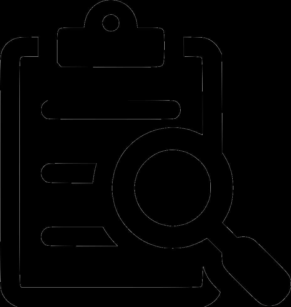 A Black And White Clipboard With A Magnifying Glass