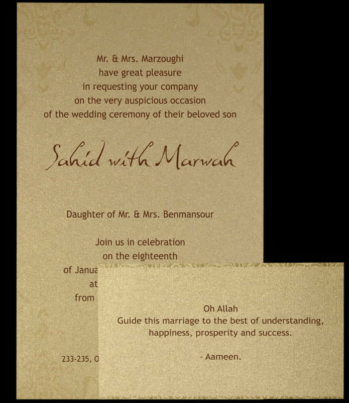 Classy Gold Muslim Wedding Card