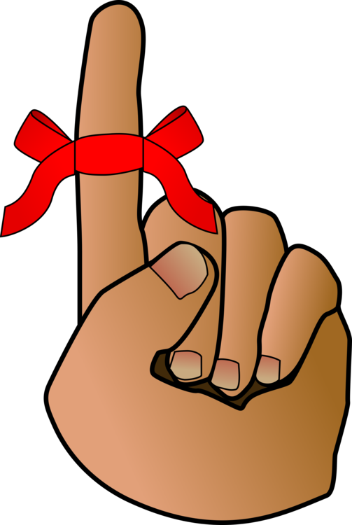 A Hand With A Red Ribbon Tied Around A Finger