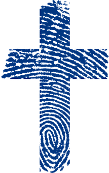 A Blue Cross On A White Fingerprint