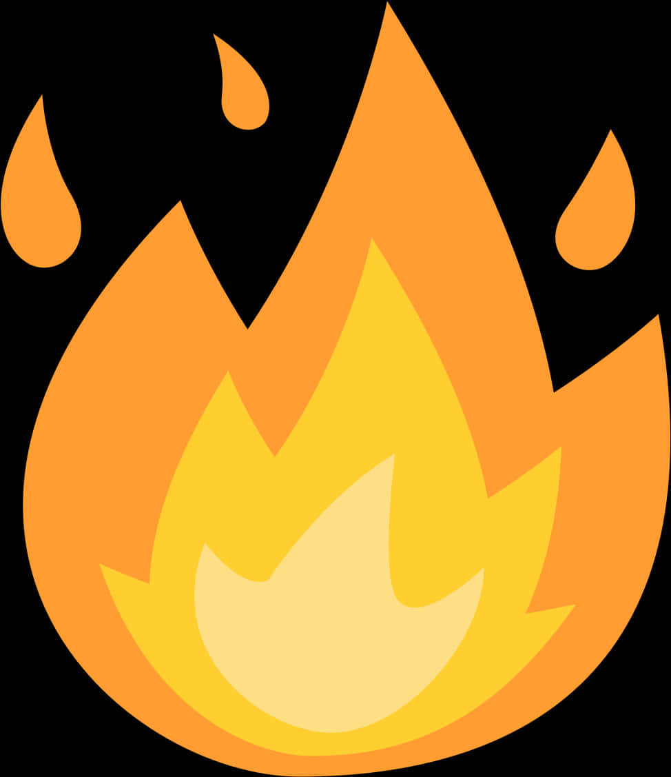 Fire Emoji With Three Sparks