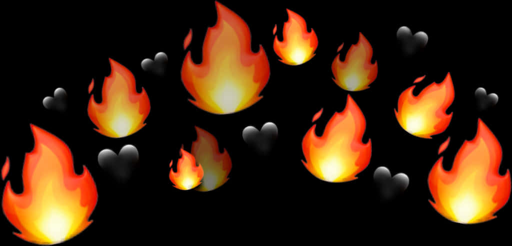 Fire Emoji With Black Hearts