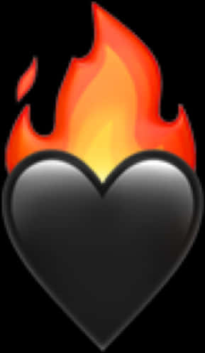 A Black Heart With Orange Flames