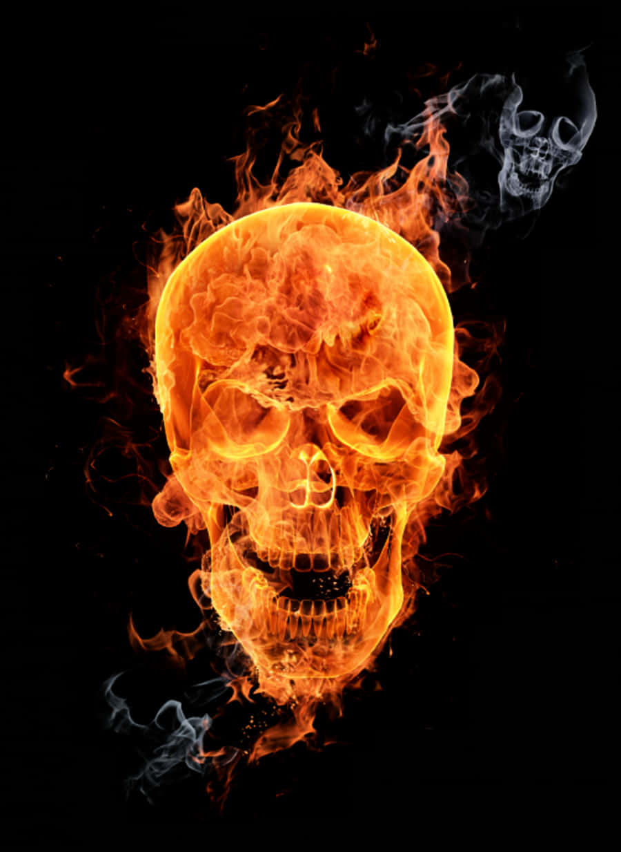 A Skull On Fire With Smoke
