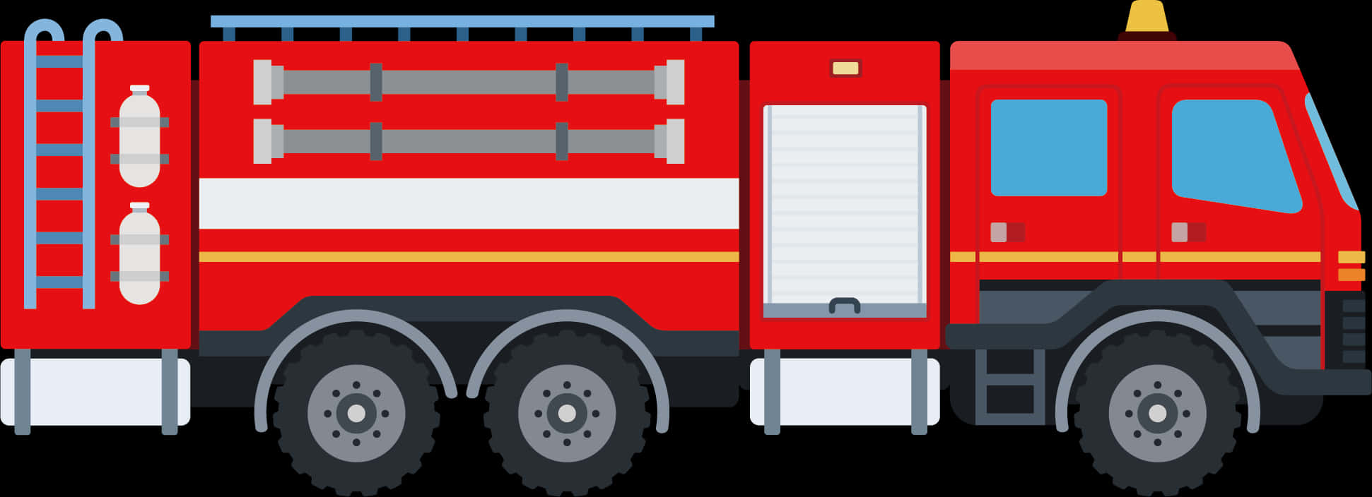 A Red Fire Truck With White Stripes
