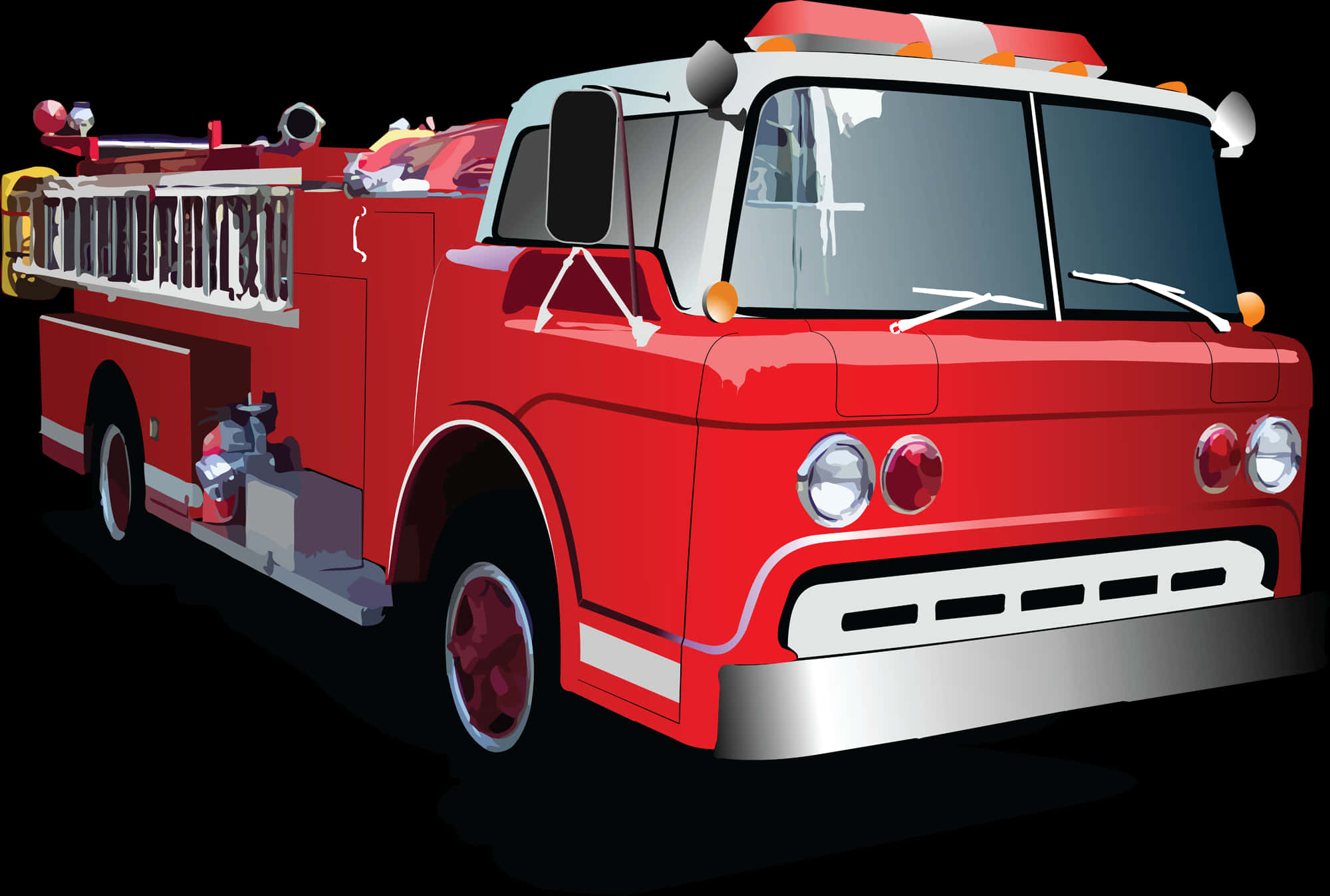 A Red Fire Truck With White Stripes