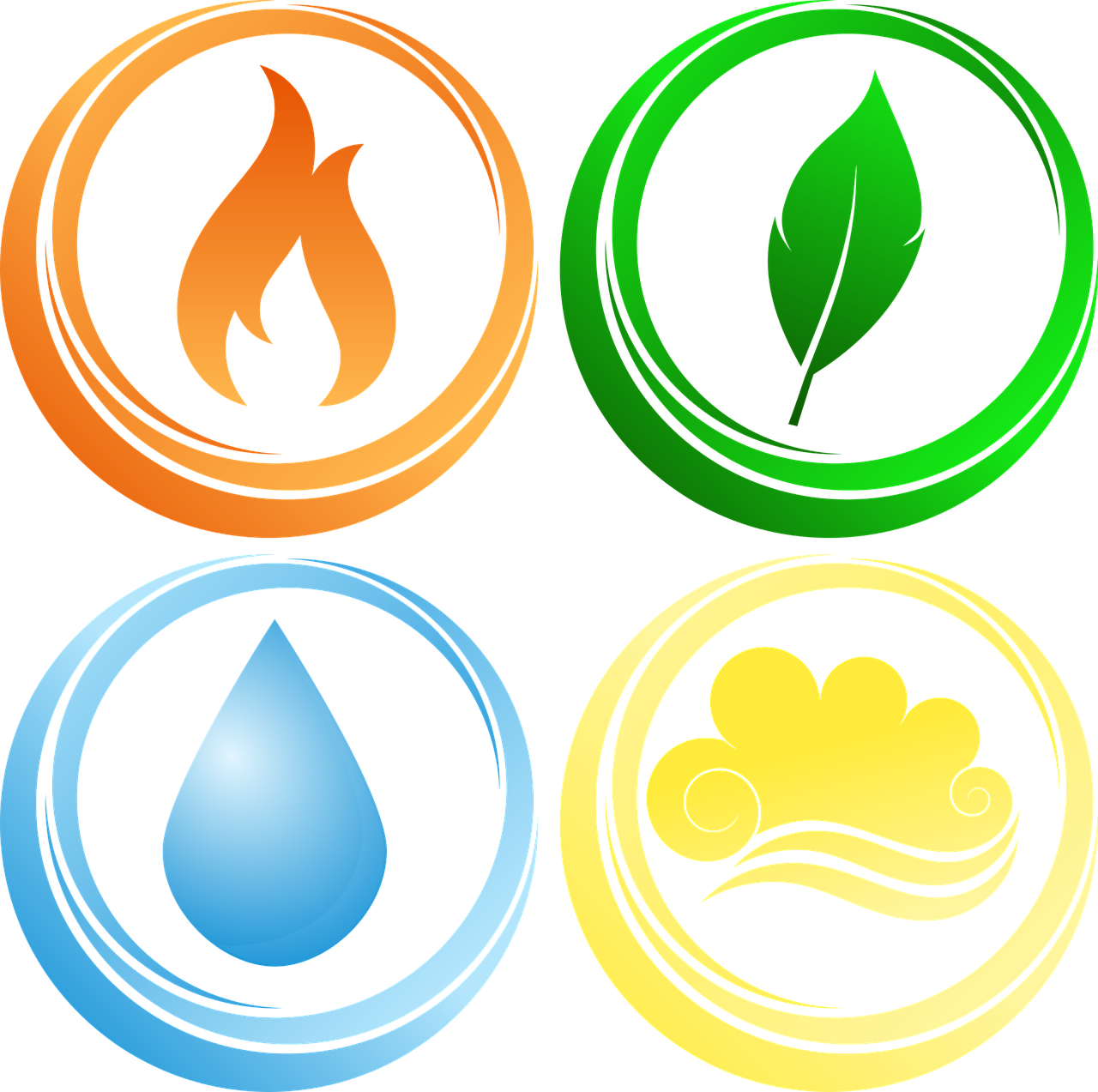 A Group Of Four Elements In Circles