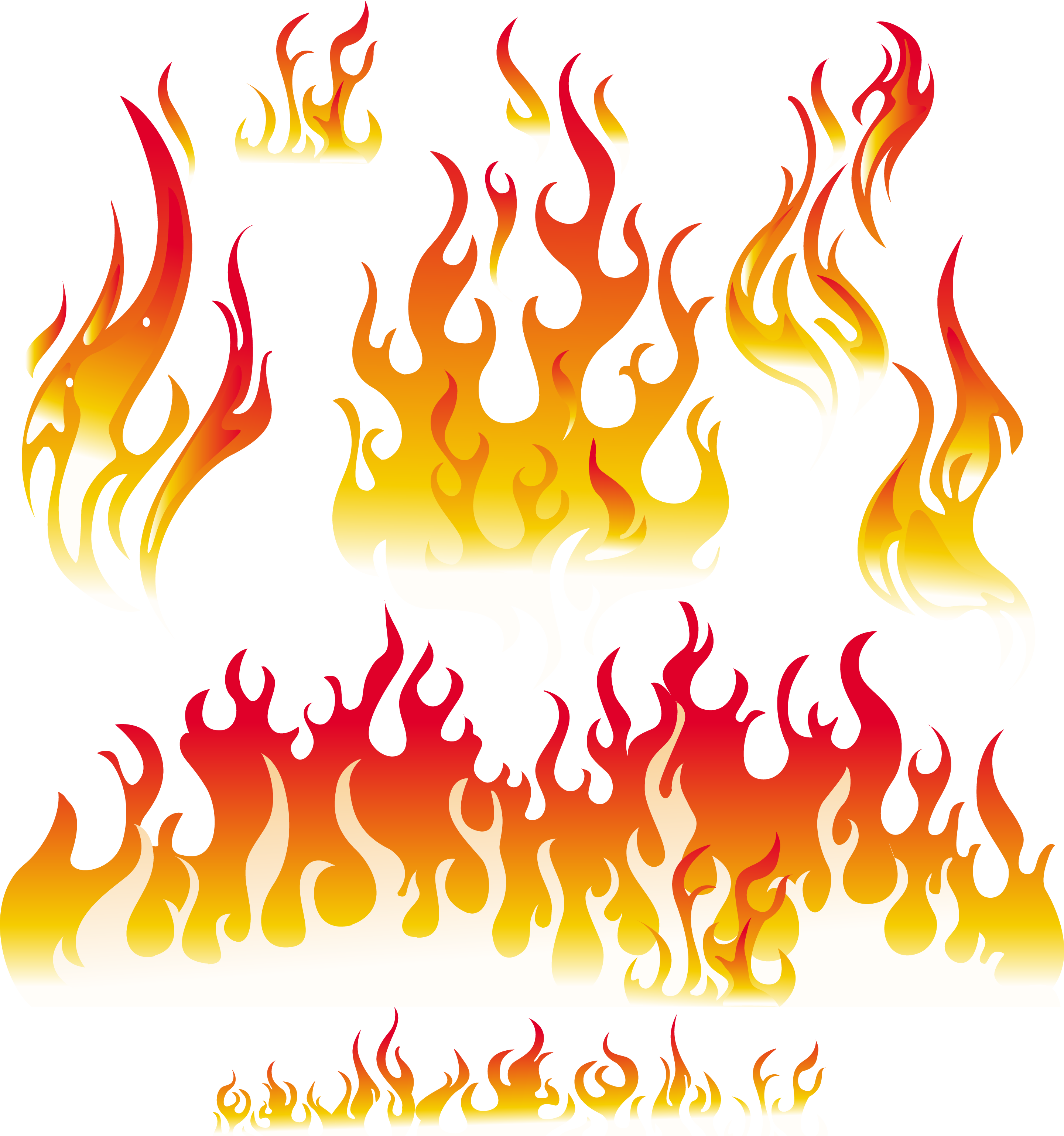 A Collection Of Flames On A Black Background