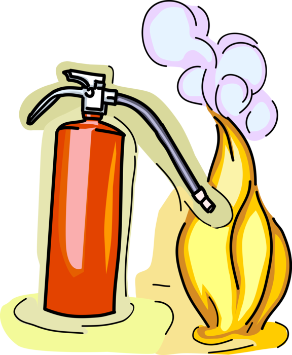 A Fire Extinguisher And Flames