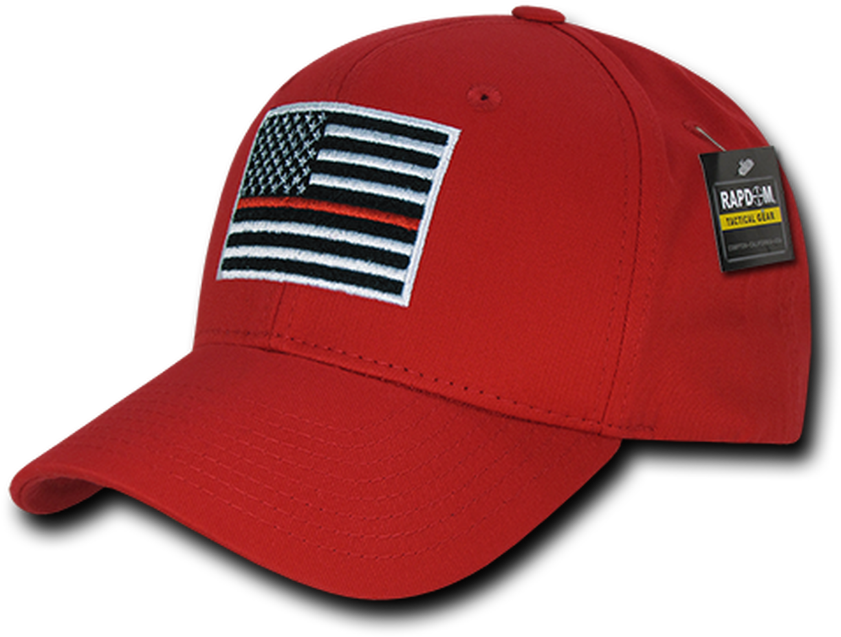 A Red Hat With A Flag On It