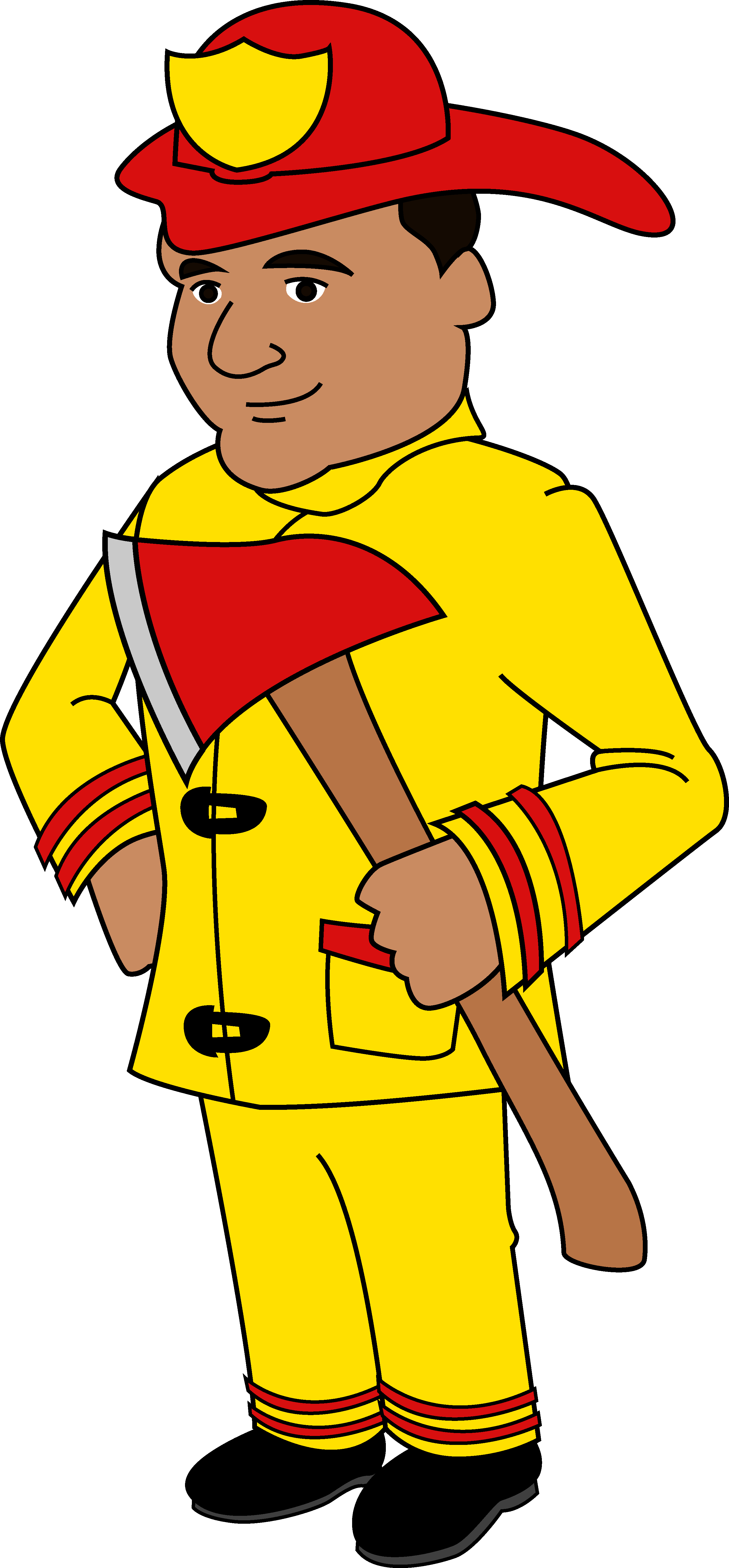 Cartoon Of A Firefighter Holding An Axe