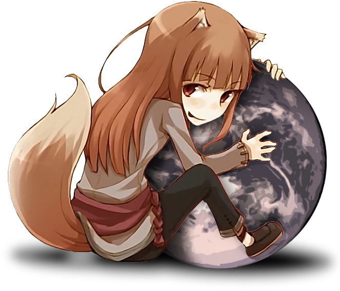 A Cartoon Of A Fox Girl Sitting On A Planet