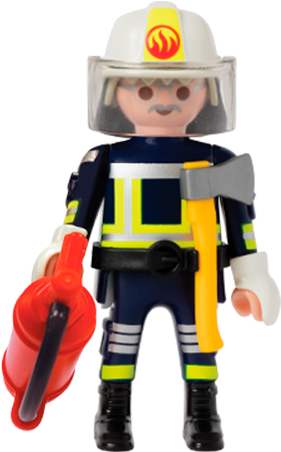 A Toy Fireman With A Helmet And An Axe