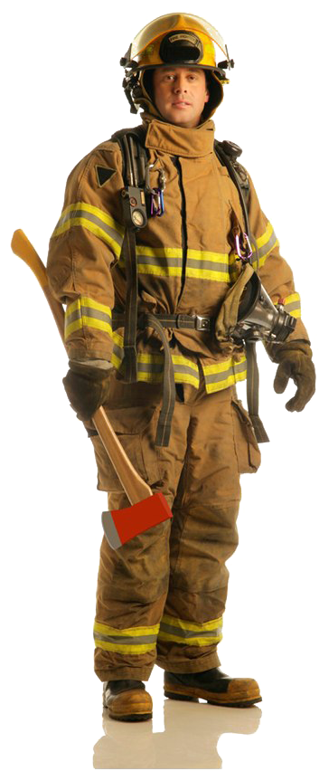 A Firefighter Holding An Axe