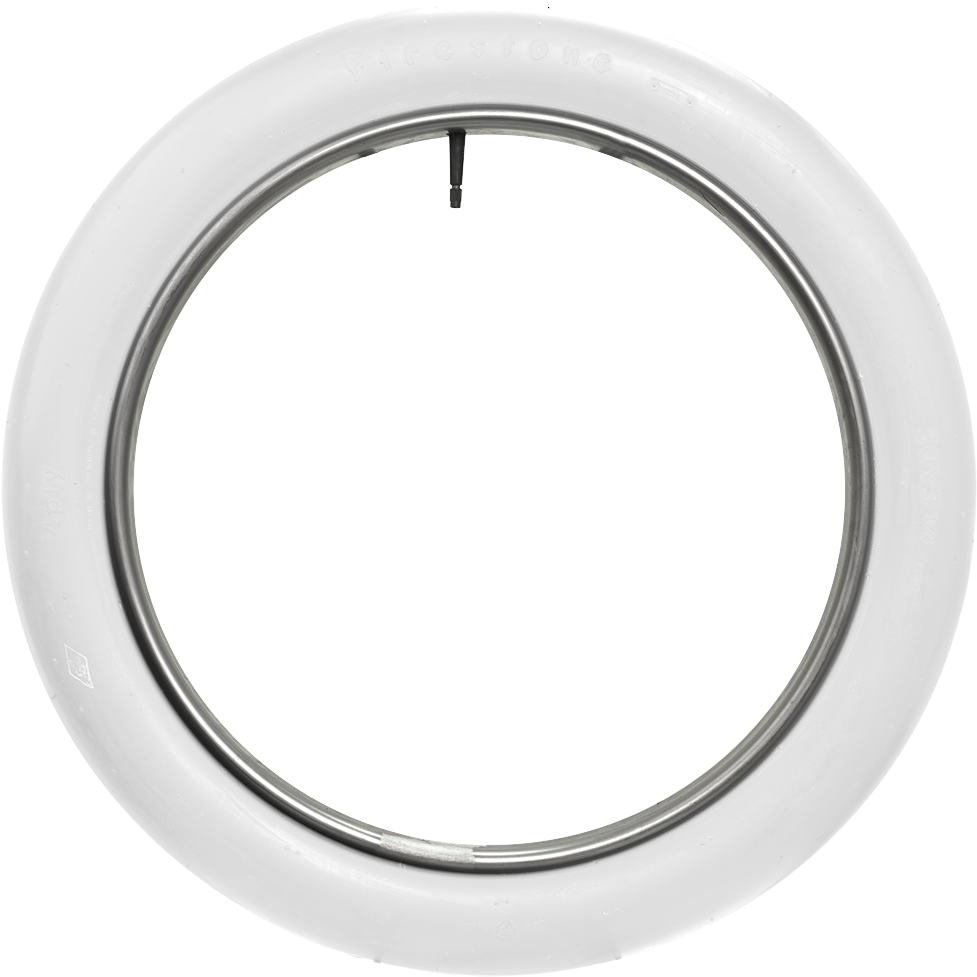 A White Circle With Silver Metal Rings
