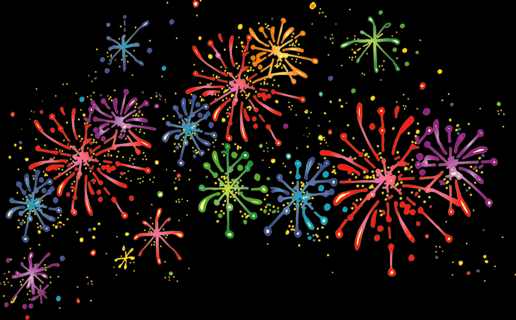 A Group Of Fireworks On A Black Background