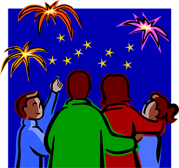 A Group Of People Looking At Fireworks
