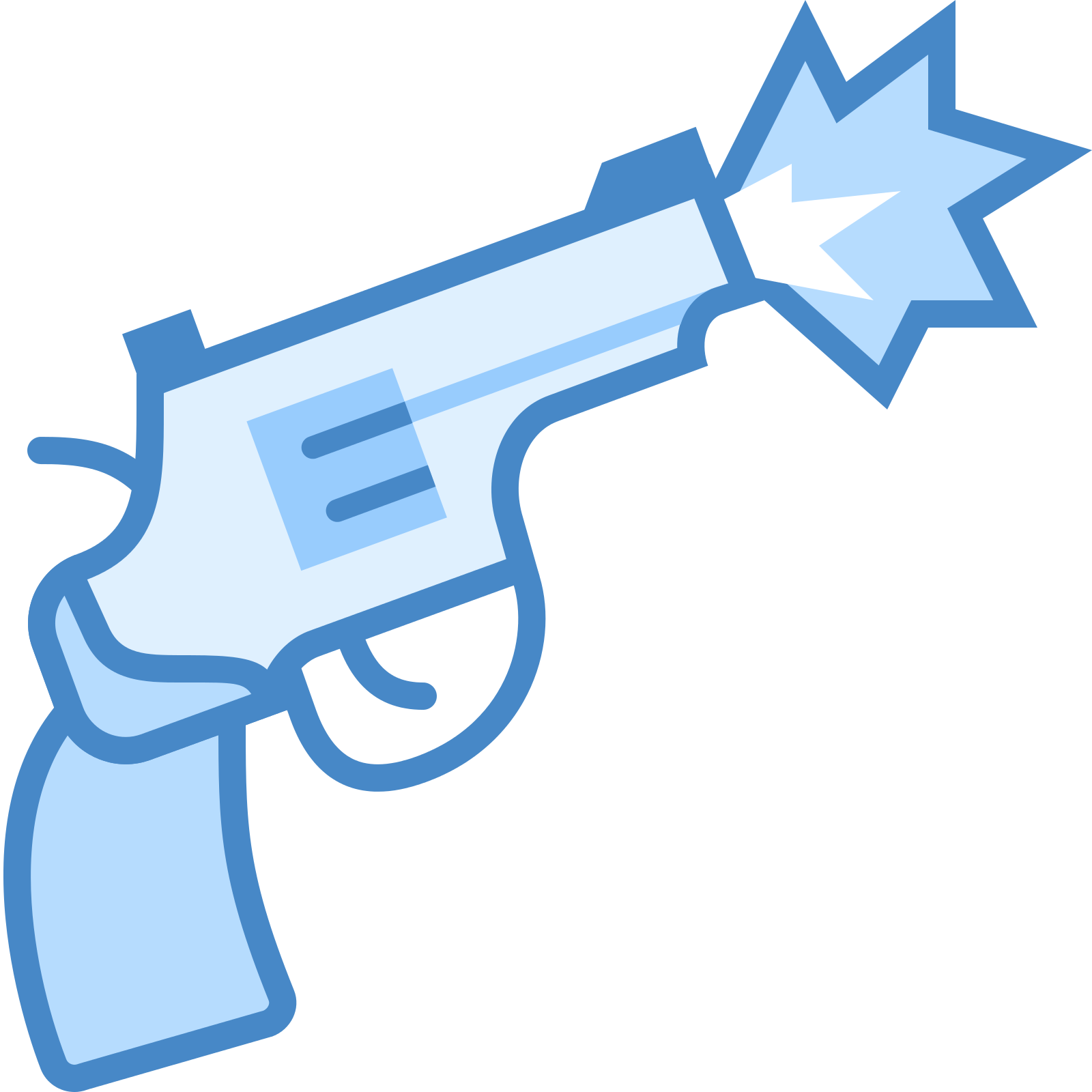 A Blue And White Cartoon Of A Gun