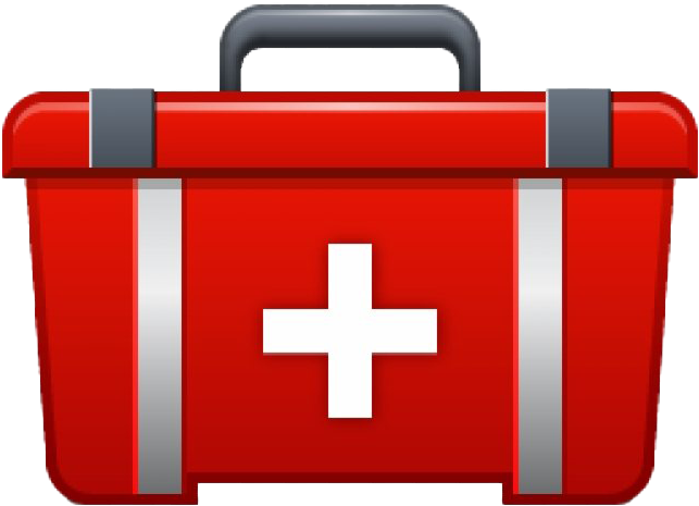 A Red And Silver First Aid Kit
