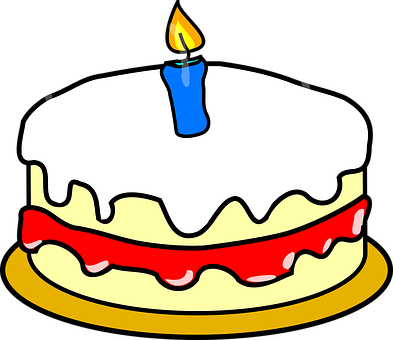 A Cartoon Of A Cake With A Candle