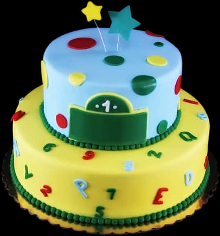 A Cake With Numbers And Stars