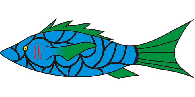 A Blue And Green Fish