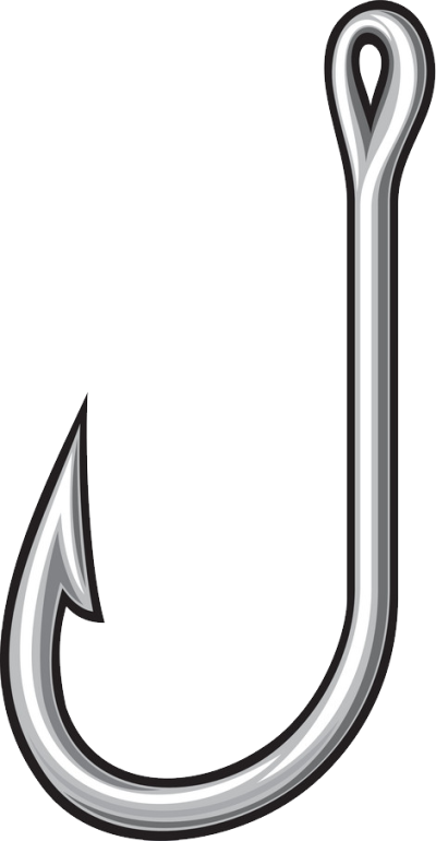 A Silver Fishing Hook On A Black Background