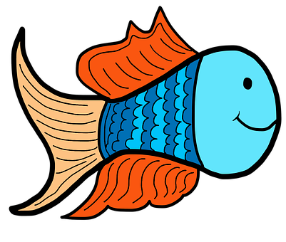 A Cartoon Fish With A Black Background