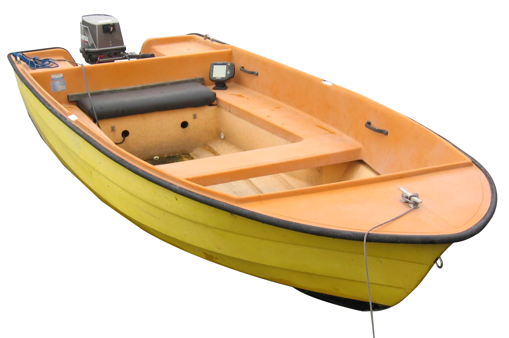 A Yellow Boat With A Motor