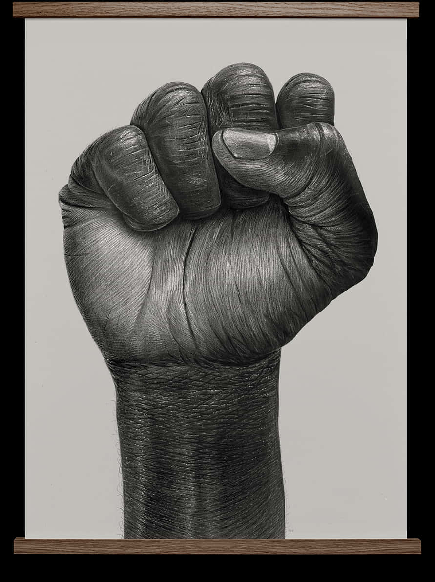 A Black Hand With A Fist Raised