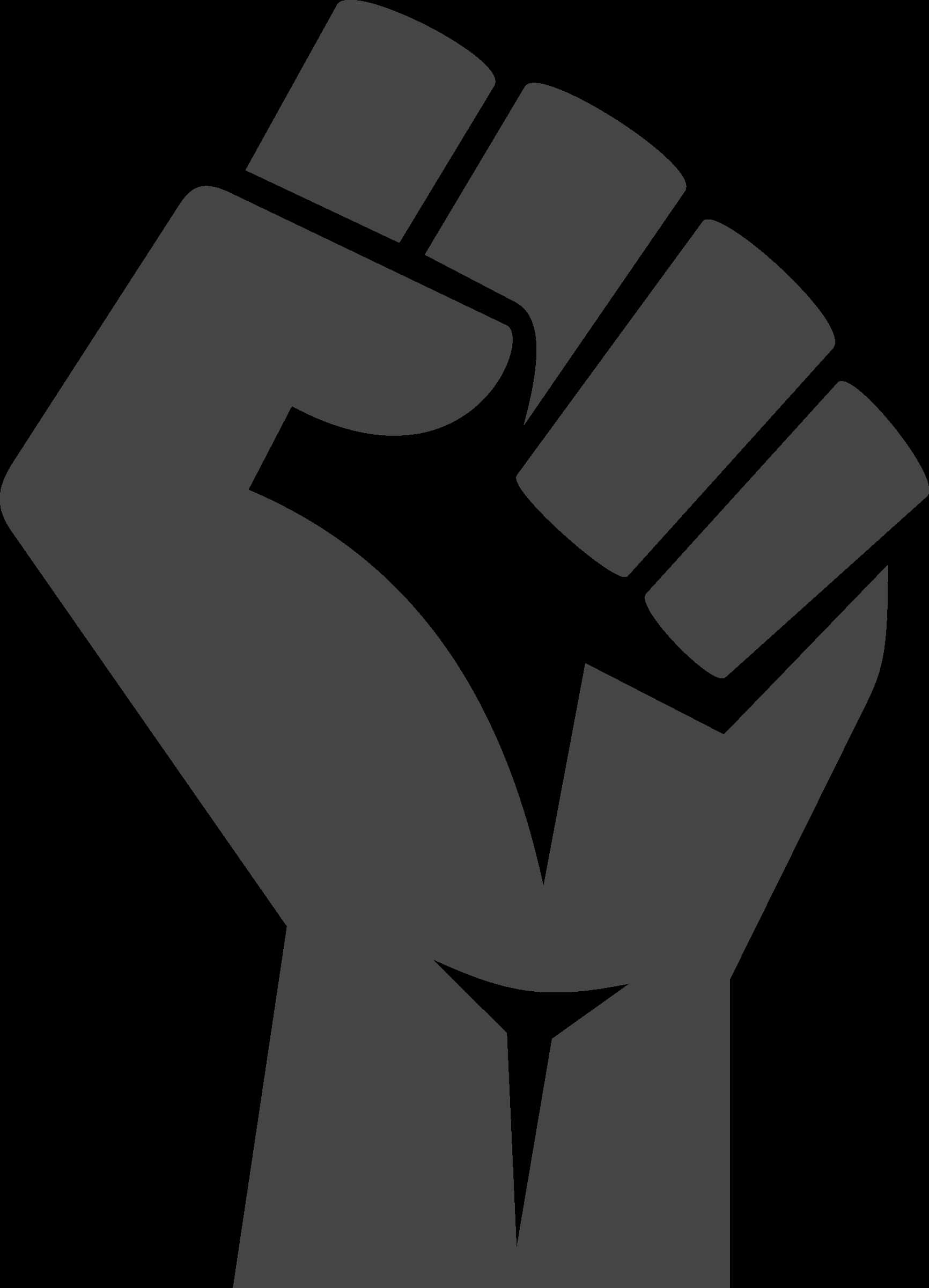 A Black And Grey Symbol With A Fist