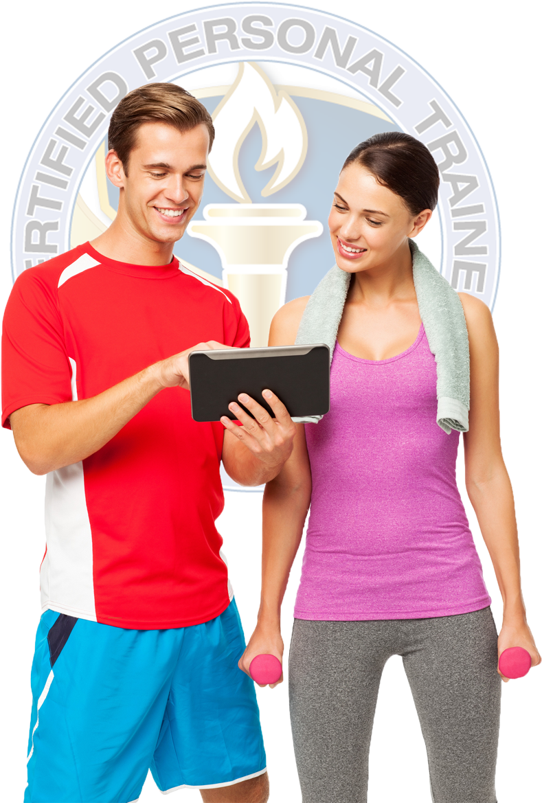 A Man And Woman Holding A Tablet