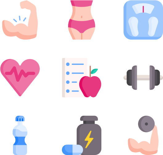 A Set Of Icons Of Bodybuilding And Fitness