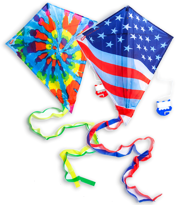 A Pair Of Kites With A Tie Dye Pattern