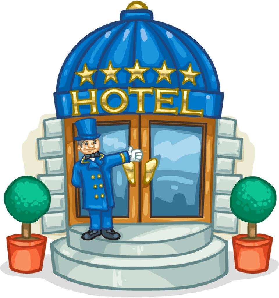 A Cartoon Of A Hotel Entrance