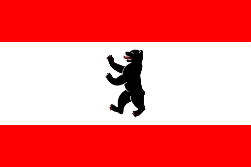 A Black Bear On A Red And White Flag
