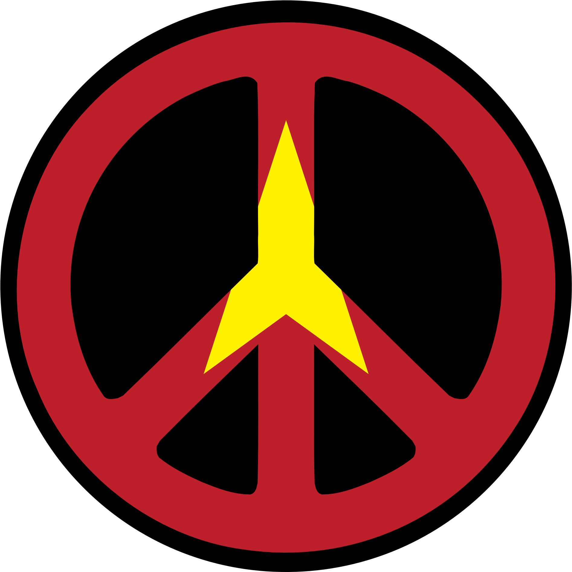 A Red Peace Sign With A Yellow Star