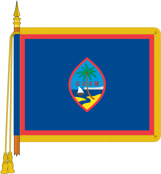 A Blue Flag With A Red And Yellow Border
