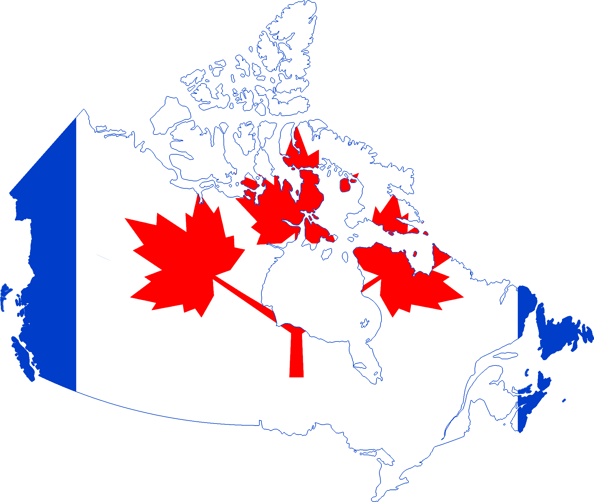 Flag Map Of Canada - Red White And Blue Canadian Flag, Hd Png Download