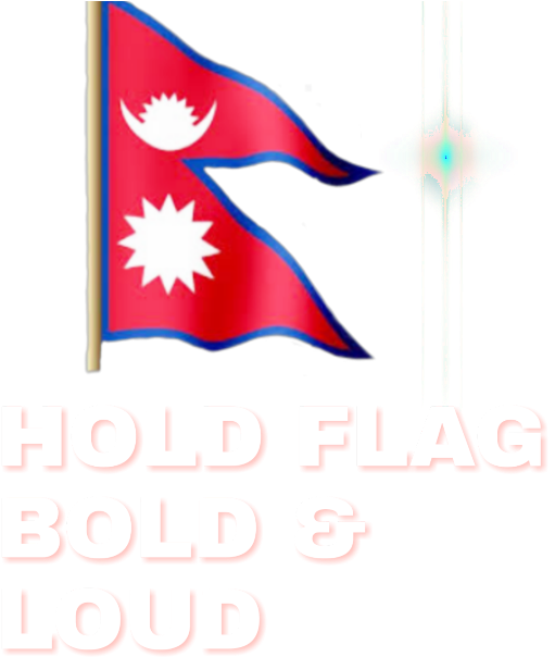 A Red And Blue Flag With White Text